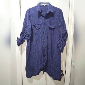 Anself Dress Women’s XL Blue Lagenoon Look Asymmetrical Button Shirt Jacket